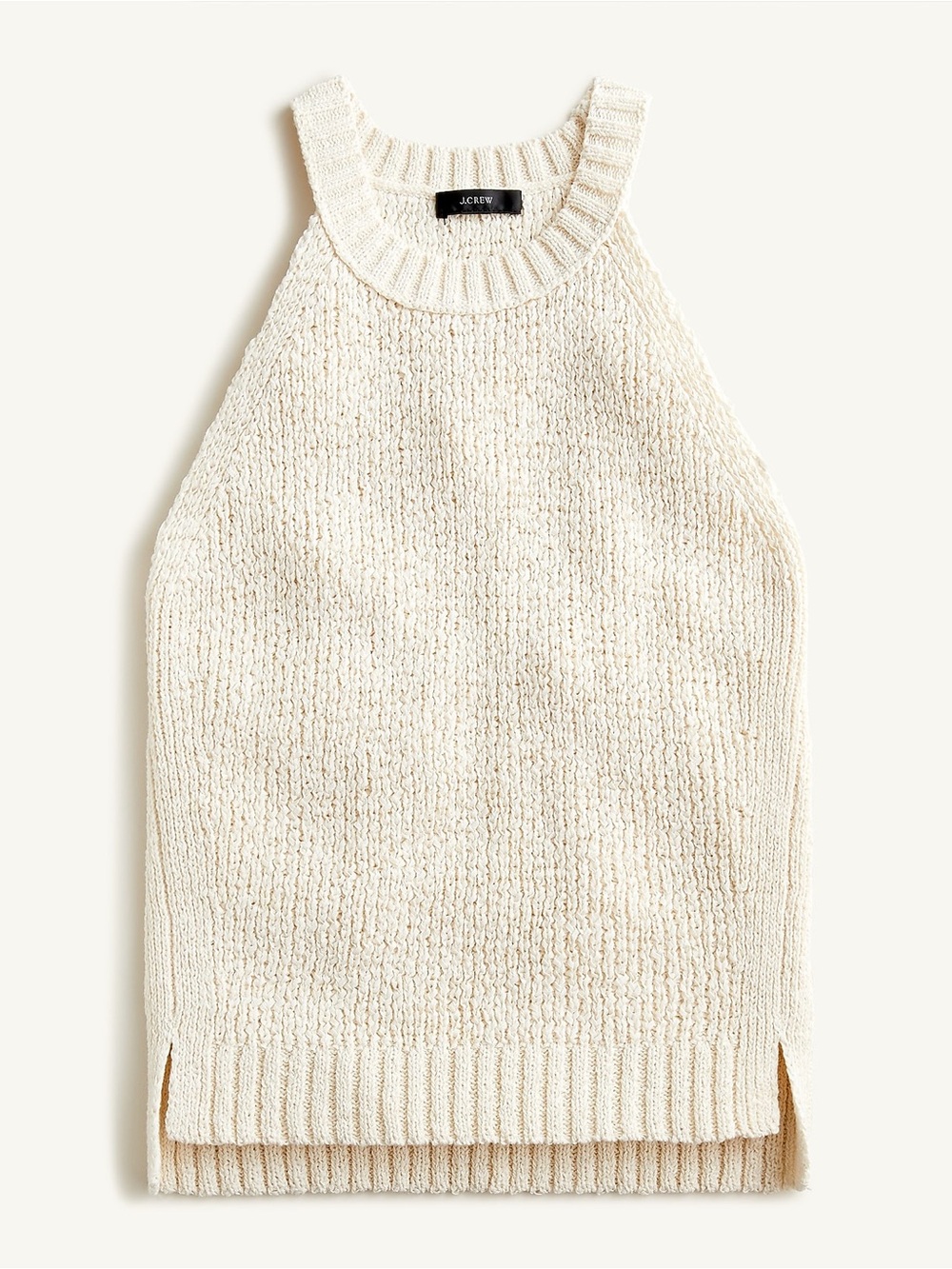 J. Crew Montauk High Neck Textured Swearer Tank Cream Knit Halter-Style XS new